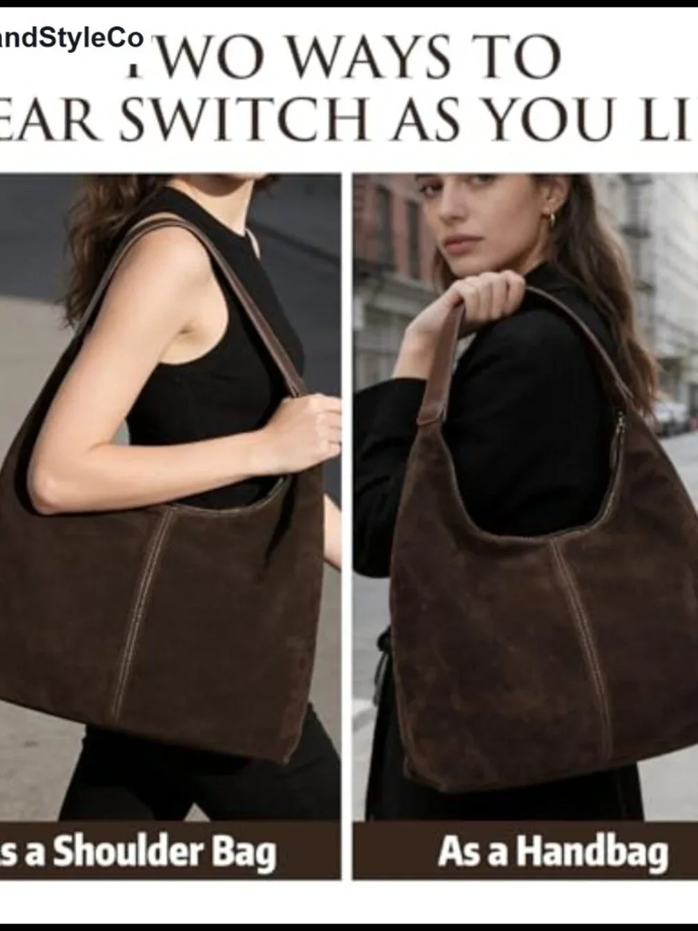 Faux Suede Slouchy Hobo Bag for Women, Large Crescent Shoulder Purse for Work